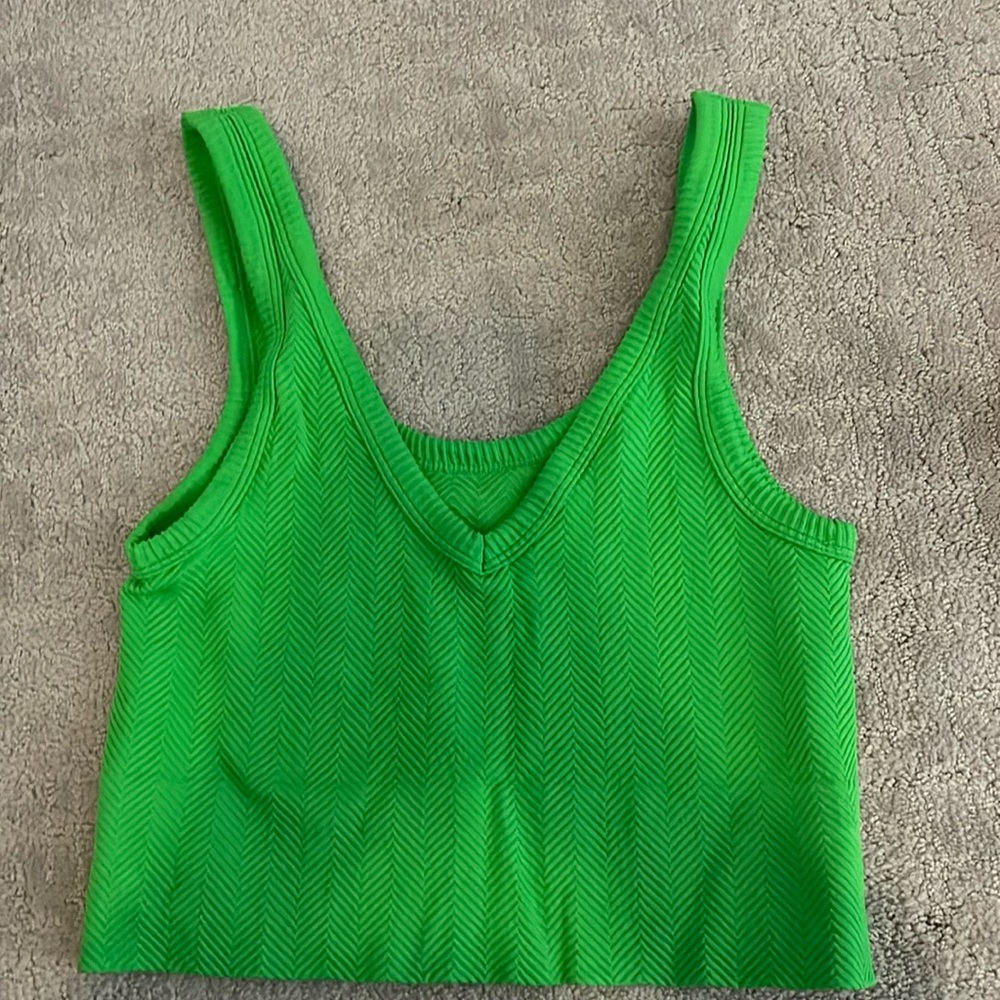 Neon Green Cropped Tank Top